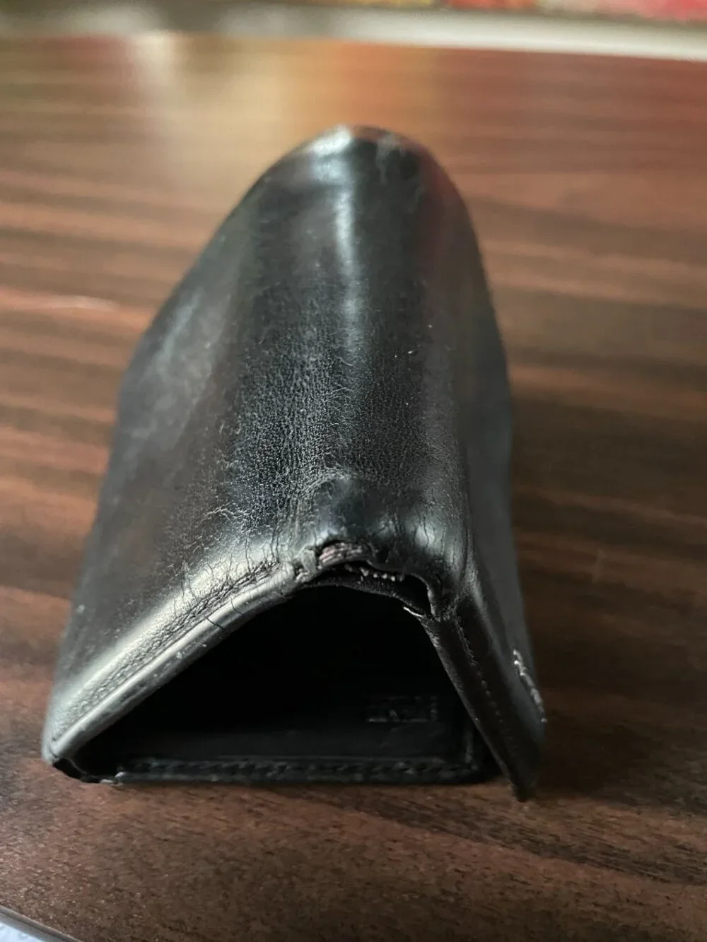 Fossil Black Genuine Leather Wallet — Multi Compartment Bifold Zip